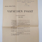 Mika Waltari : Vapauden pojat (signeerattu, tekijän omiste) - pikkukuva 1