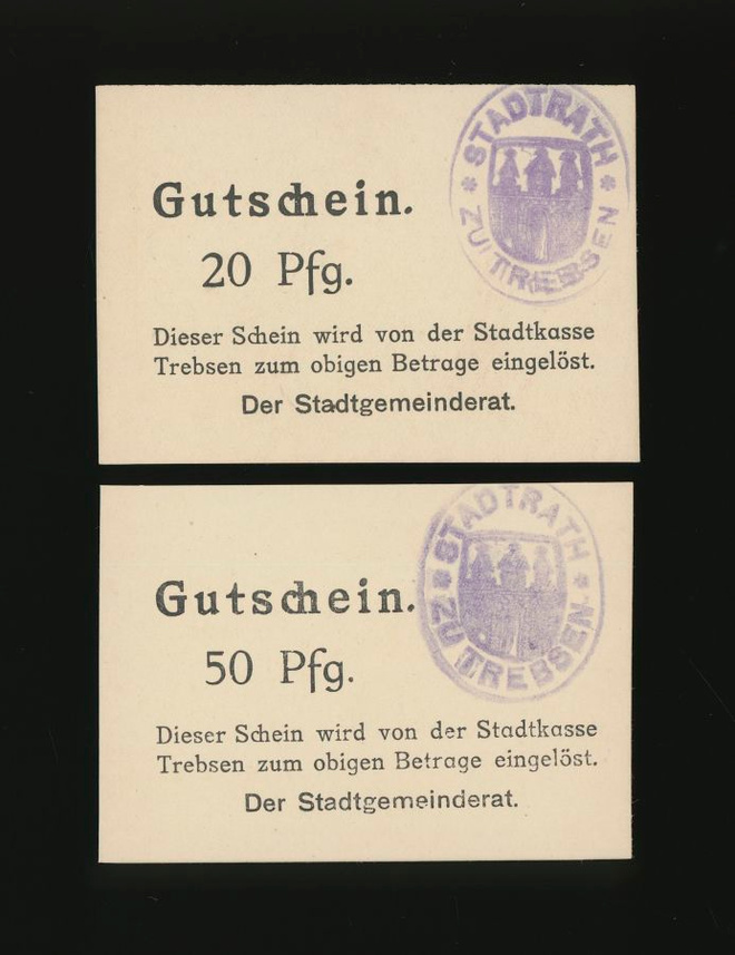 Saksa Notgeld 20, 50 Pfennig, Trebsen