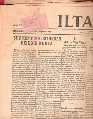 Uusi Aura, Turunmaa, Iltalehti ja kolme muuta, 1920-lukua.