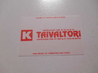 TT Etiketti K-Taivaltori Taivalkoski