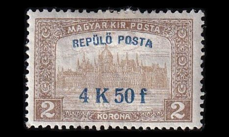 Unkari 211 * Lentoposti 4.50 Kr / 2 Kr (1918)