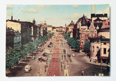 Helsinki Olympia 1952 postikortti - Mannerheimintie