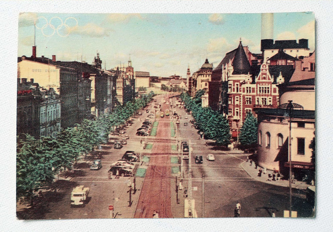 Helsinki Olympia 1952  postikortti - Mannerheimintie
