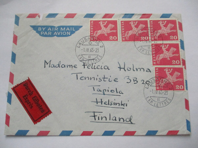 1965 Sveitsi pikalentokuori Espooseen