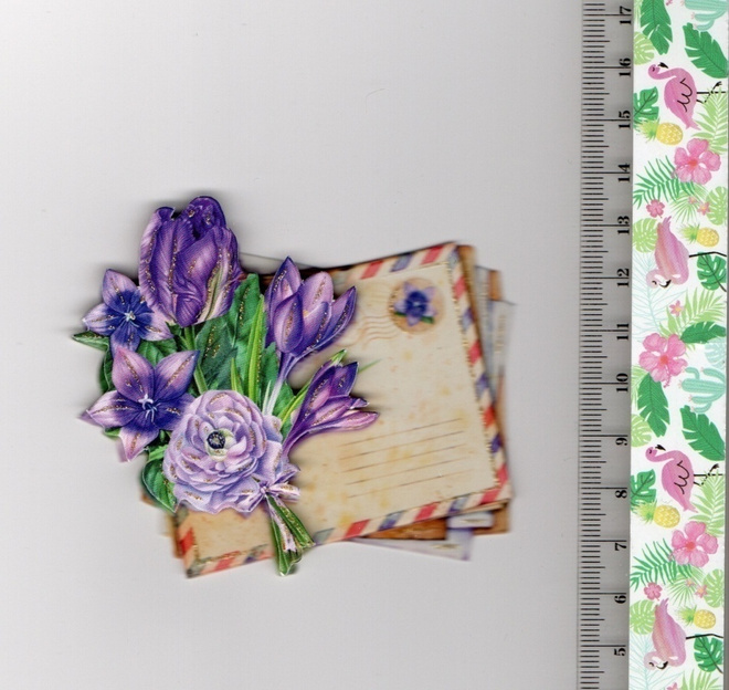 3D KORTTIKUVA °°~VIOLETIT KUKAT KIRJEESSÄ~°° /Kimalle (Nro2)