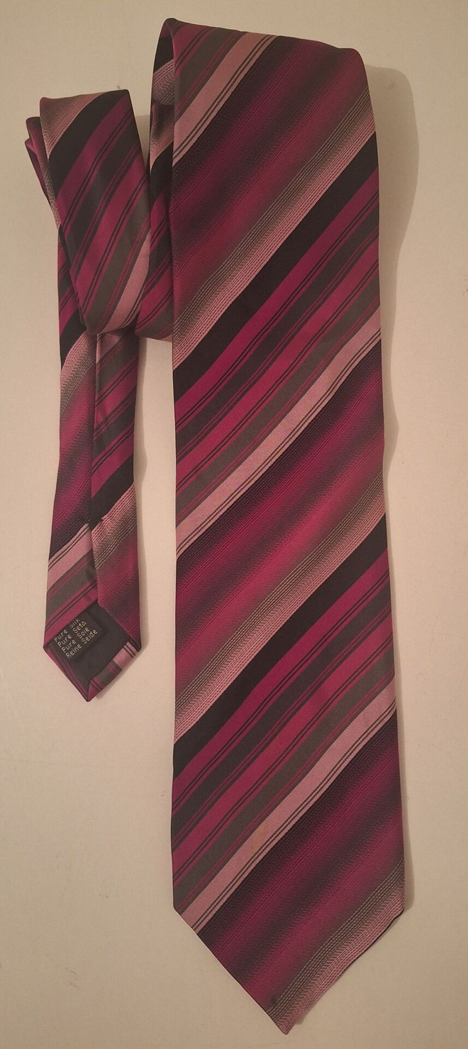Pinkki raidallinen solmio silkkiä 