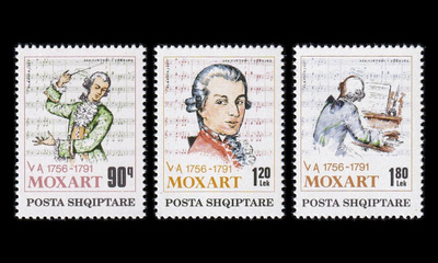 Albania 2477-9 ** Wolfgang Amadeus Mozart (1991)