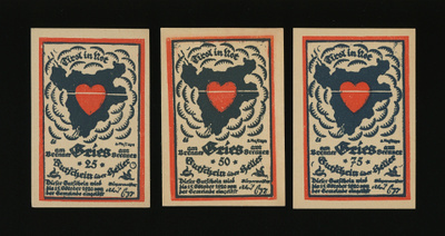 Itävalta Notgeld 25, 50, 75 Heller, Gries am Brenner 1920