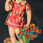 Wanha - Suloinen tyttö ja kukkakori - 1900-luvun alku - pikkukuva 1