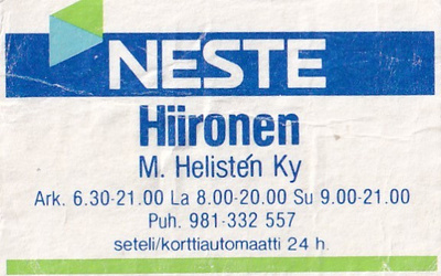 Hiironen, M. Helisten Ky. NESTE ,  b419