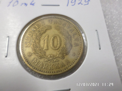 10 mk 1929 Alumiini pronssi Rahakehyksessä Kl 6-7