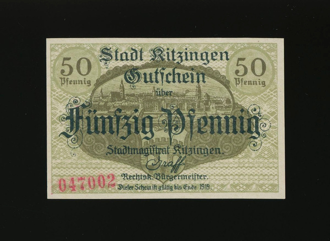 Saksa Notgeld 50 Pfennig, Kitzingen 1918