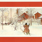 Carl Larsson: lapsi työntää potkukelkkaa kotipihalla. -79 - pikkukuva 1