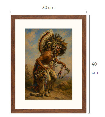 Uusi Intiaani art print kehystetty 30 cm x 40 cm