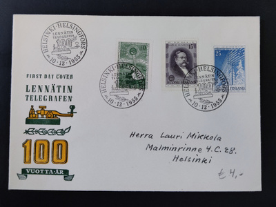 FDC 1955 Lennätin 100 vuotta