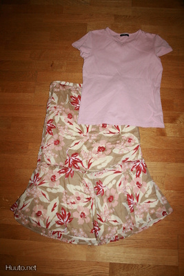 Esprit kukka hame 38 + Lindex t-paita S