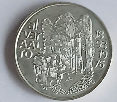 JUHLARAHA. Hopea 100 mk, Alvar Aalto vuodelta 1998.