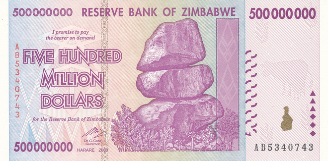 Zimbabwe 500.000.000 Dollars 2008 P84 #714