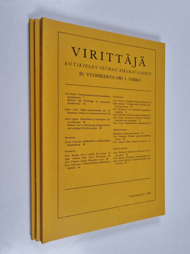 Virittäjä 1-3/1981