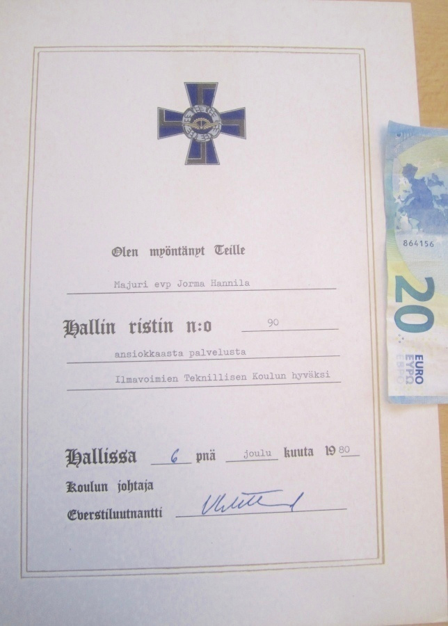 VANHA Luovari Ilmavoimat Hallin Risti Joukko-Osasto Numeroit