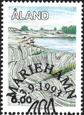 Åland 1993 Kallioperä 6,00 mk EP Lape 077 alareuna LOISTO