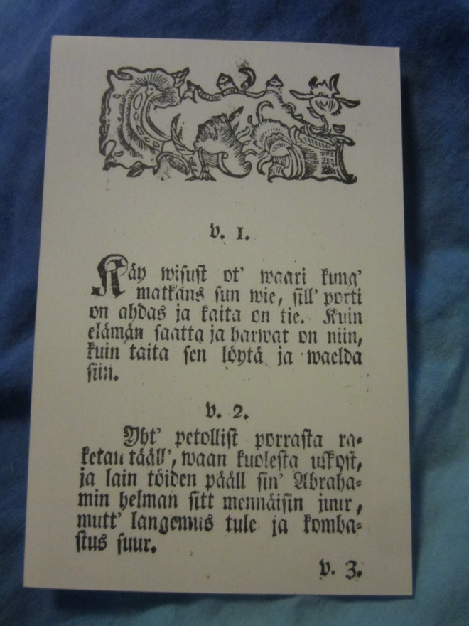 Kortti: Virsi vuodelta 1795