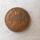 10 penniä 1866 kulkenut tasaisesti hieman kulunut kl 8 - pikkukuva 1