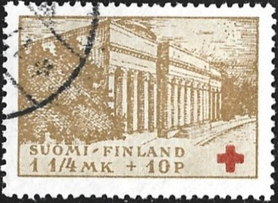 1932 Punainen Risti 1  1/4 mk + 10 p leimattu LaPe 173