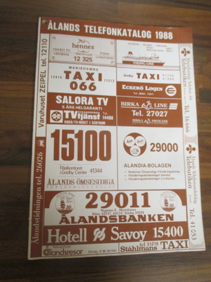 ÅLANDS TELEFONKATALOG 1988
