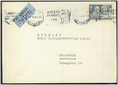 1947 tub 12mk lentokirje Ruotsiin