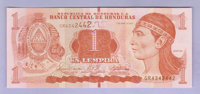 Honduras 1 Lempira v.2022 UNC P-96
