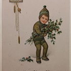 Lapsi ja kimppu rautatammen lehviä, kello, p. 1924 - pikkukuva 1
