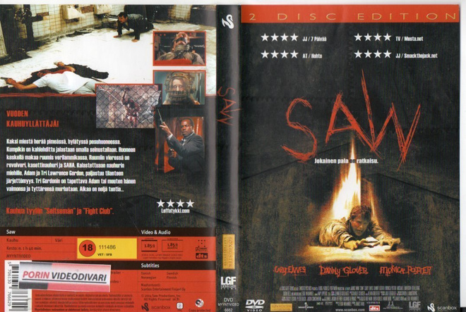 Saw	(27 857)	k	-FI-	DVD	suomik.	(2)		2004	2 dvd-spec.ed,