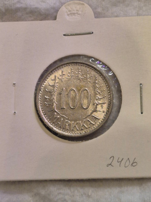 Hopearaha 100 markkaa 1956, Suomi, 5,2 g Ag500
