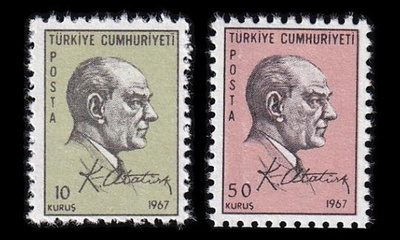 Turkki 2051-2 ** Käyttösarja Atatürk (1967)