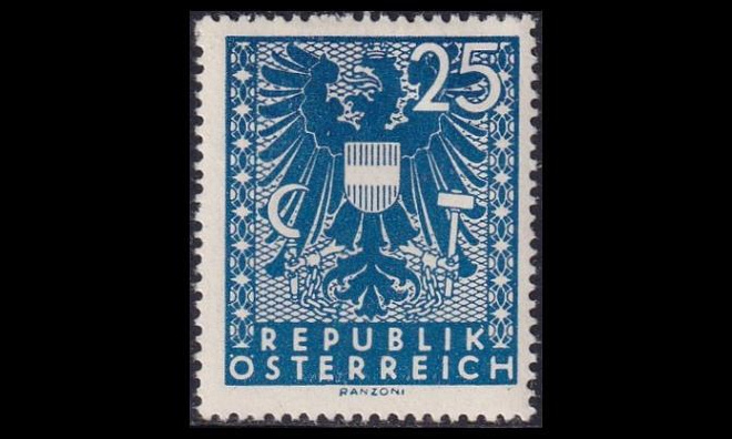Itävalta 708 ** Käyttösarja vaakuna 25 Pfg (1945)