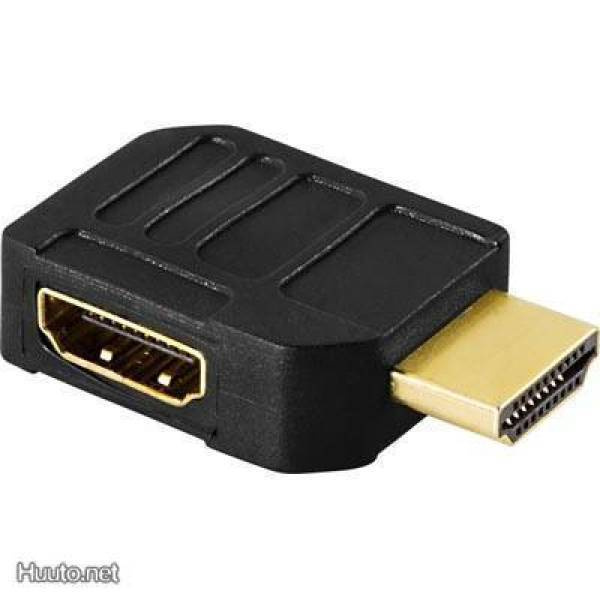 Deltaco HDMI-sovitin, HDMI uros-naaras, sivukulmaliitin UUSI