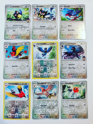 Pokemon Reverse Holo kortteja 9kpl