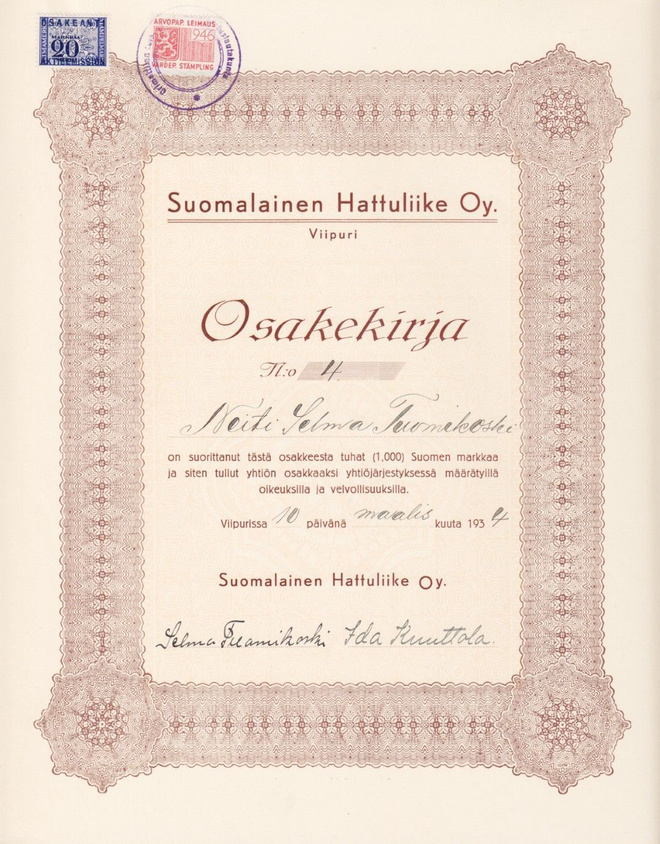 OKK 1934 Suomalainen Hattuliike Oy, Viipuri