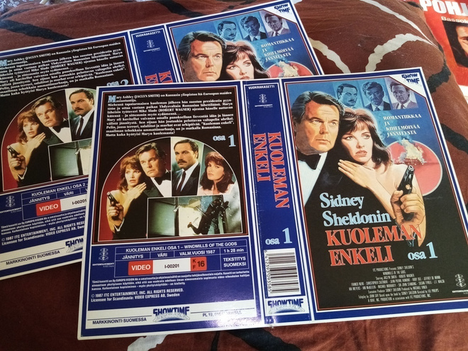 VHS kansipaperi 2 kpl Sidney Sheldon Kuoleman enkeli 1-2