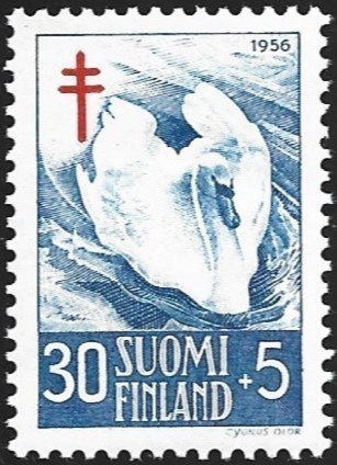 1956 TUB merkki Kyhmyjoutsen 30 + 5 mk  ** LaPe 462
