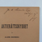 Werner Alarik Hernberg : Om aktierättsskyddet (tekijän om... - pikkukuva 2