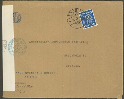 M30 1942 3,5mk sin.leijona kirje 28.IX.42 Ruotsiin