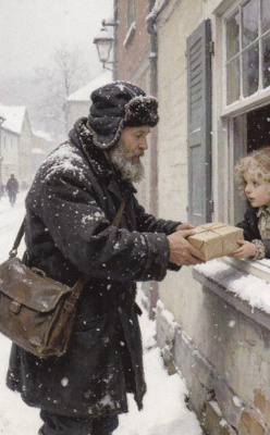 Tyttö saa paketin
