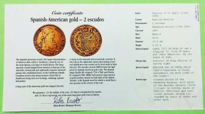 Espanja, 2 Escudos 1805 kulta raha.