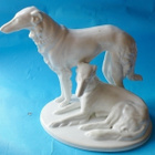 Koira figuuri posliinia Vinttikoira Barsoi 2 koiraa 20cm - pikkukuva 1