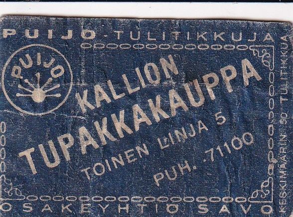 Helsinki, Kallion Tupakkakauppa , Osakeyhtiö Savo    b549