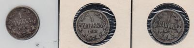 1865 1 markkaa 3kpl