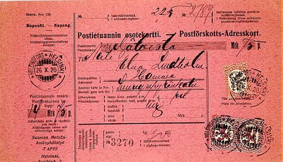 1920 postiennakkoasikirjoja M17 1mk ym