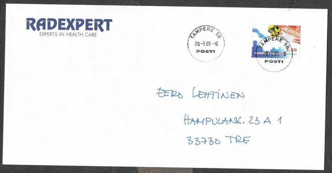 Postilähetys - Hiihdon MM 2001 (LAPE 1547) Tampere 20.3.01